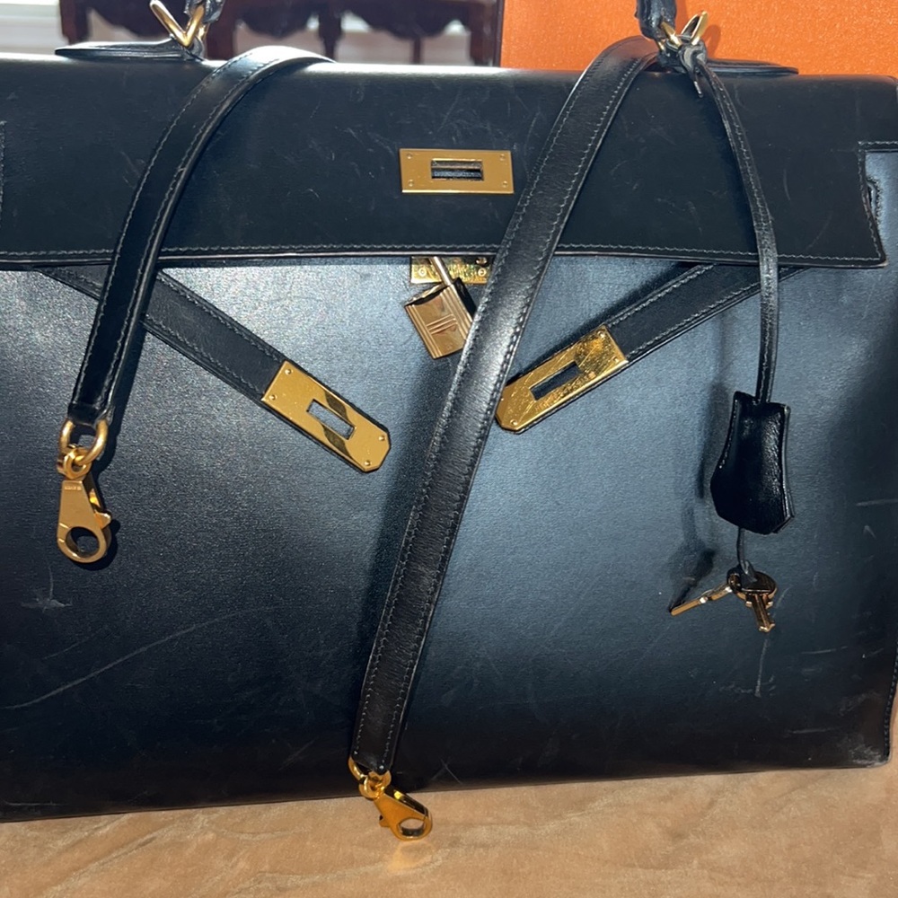 Hermes Kelly Sellier 35 in Black Box leather - Picture 16 of 16